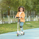 Trottinette enfants 3 à 8 ans, trottinette pliable à 2 roues LED roues lumineuses, 4 réglages en hauteur, blanc