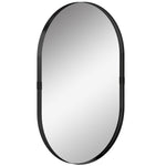 Miroir mural, miroir décoratif 60 x 90 cm en verre trempé et cadre en aluminium, pour chambre, salon, couloir, noir