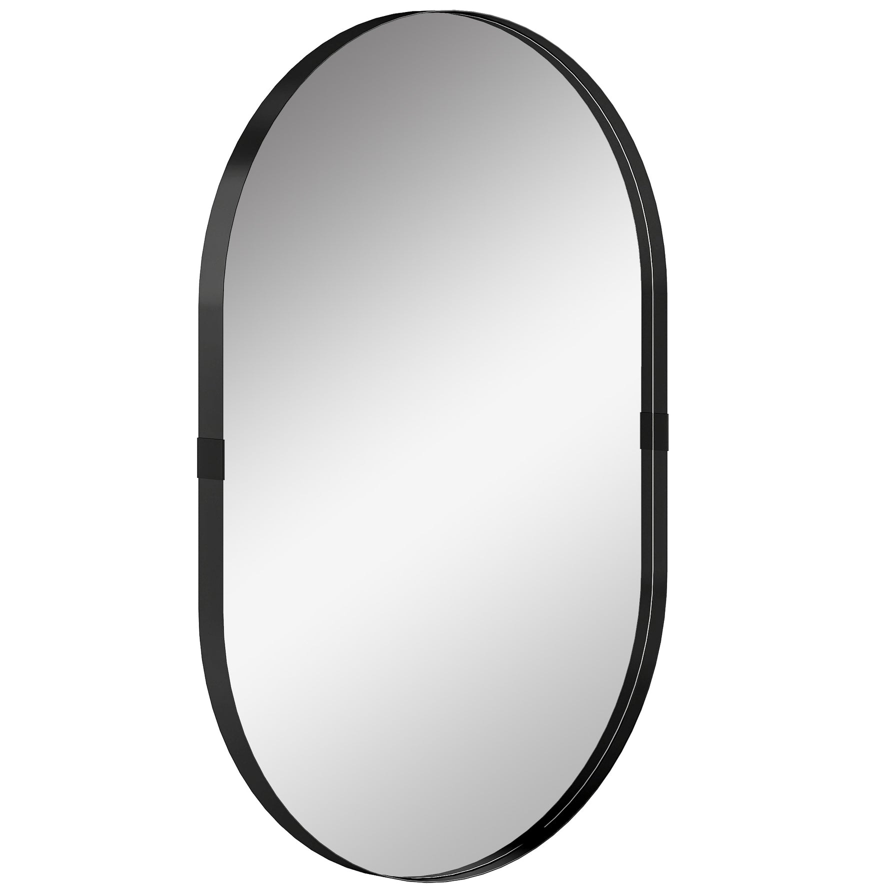 Miroir mural, miroir décoratif 60 x 90 cm en verre trempé et cadre en aluminium, pour chambre, salon, couloir, noir