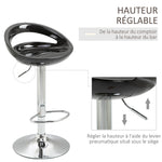 2er-Set Barhocker Barstühle höhenverstellbar mit Rückenlehne und Fußstütze 360° drehbar 46x41x76-96cm schwarz