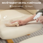 Fauteuil relax avec repose-pied fauteuil de relaxation pivotant 360° dossier inclinable charge 120 Kg crème