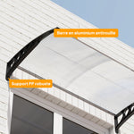 Auvent de porte d'entrée toit marquise en polycarbonate protection contre pluie neige UV 0,9 x 1,5 m, transparente