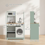 Cuisine enfant jouet d'imitation, dinette enfant avec cuisinière, évier, micro-ondes, 5 accessoires, vert