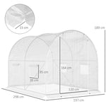 Serra da giardino a tunnel 6 m² 3L x 2P x 1,9A m Acciaio galvanizzato rinforzato diametro 2,4 cm + PE alta densità finestre Porta Bianco