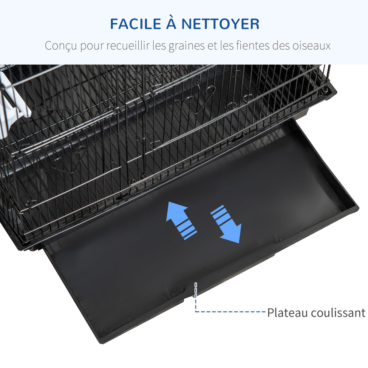 Cage à oiseaux volière avec mangeoires perchoirs plateau excrément amovible cage pour canaris perruches perroquets 46,5 x 35,5 x 92 cm noir