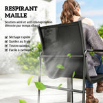 Ensemble de Salle à Manger d'Extérieur 7 Pièces pour 6 Personnes, Table en Verre et Chaises avec Accoudoirs Décoratifs, Maille Résistante aux Intempéries, Noir