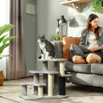 Arbre à chat tour à griffer hauteur de 50 cm avec plates-formes en peluche balles pour chat de moins de 5 kg gris clair