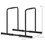 Dips Barre Parallèle Station de Musculation en Acier, Hauteur et Espacement Réglables, 90-102x65x80-90cm, Noir