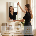 Specchio da parete rettangolare 50 x 70 cm, cornice in legno bianco, ideale per il bagno, il soggiorno o la camera da letto