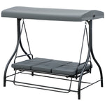 Balancelle de Jardin 3 Places Convertible Inclinaison Toit réglable Matelas Grand Confort Rembourrage 7 cm fourni