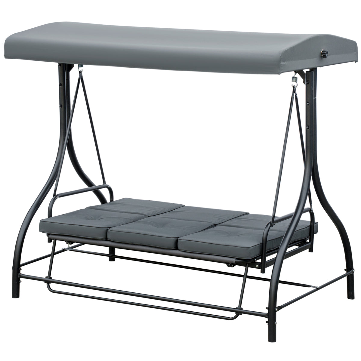 Balancelle de Jardin 3 Places Convertible Inclinaison Toit réglable Matelas Grand Confort Rembourrage 7 cm fourni
