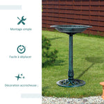 Bain d'oiseaux plateau de diamètre 50cm abreuvoir oiseaux extérieur sur pied hauteur 69,5 cm érugineux