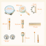 Instruments de Musique pour Enfants, Jouets Musicaux en Bois d'Inspiration avec Tambourin et Maracas pour Enfants 3+ Ans