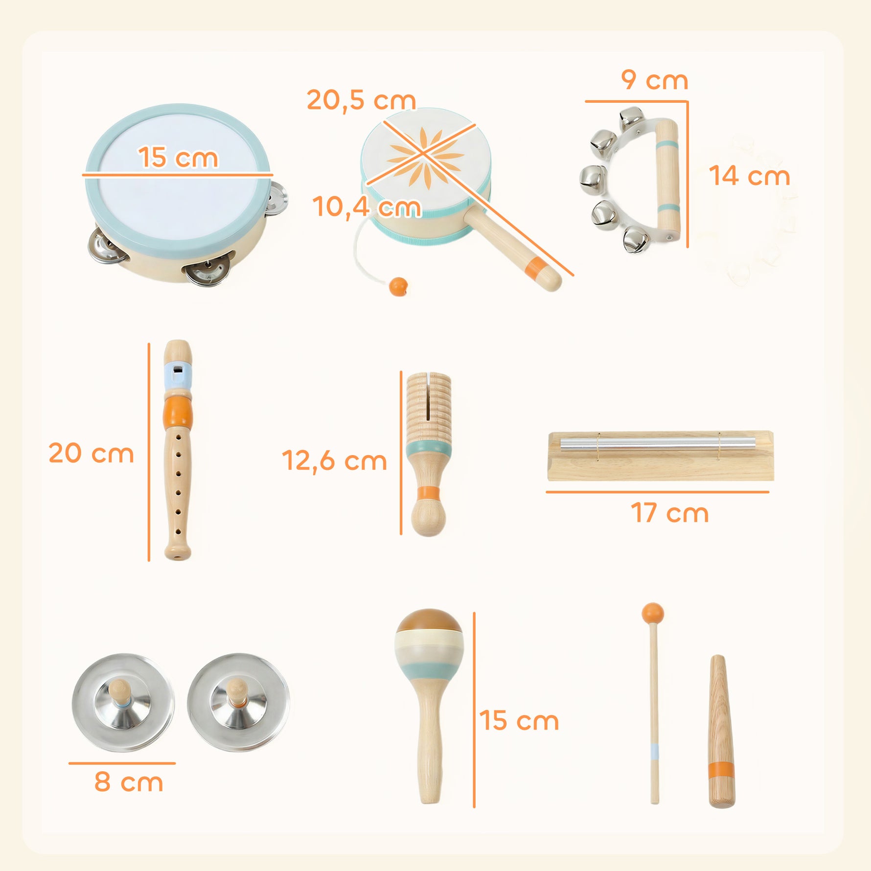 Instruments de Musique pour Enfants, Jouets Musicaux en Bois d'Inspiration avec Tambourin et Maracas pour Enfants 3+ Ans