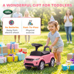 Porteur enfants voiture sous licence Land Rover, véhicule à pousser, klaxon, sons de moteur, rangement sous siège, rose