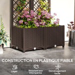 Jardinière avec treillis lit surélevé de jardin jardinière extérieure avec 6 trous de drainage 80 x 40 x 135 cm marron