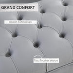 Banc banquette capitonnée bout de lit style classique chic dim. 118L x 45l x 42H cm piètement métal doré velours gris clair