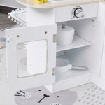 Cuisine Bois Jeu d'imitation - Cuisine Enfant 3+ Ans - Nombreux Accessoires & rangements Inclus - micro-ondes, hotte, évier avec robinet - MDF pin Blanc