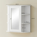 Armoire Murale avec Miroir Salle de Bain Meuble Miroir avec Rangement Toilettes 1 Porte + étagères latérales