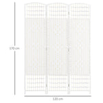 Paravent intérieur en bois séparateur de pièce cloison pliable 3 panneaux 120 x 170 cm blanc