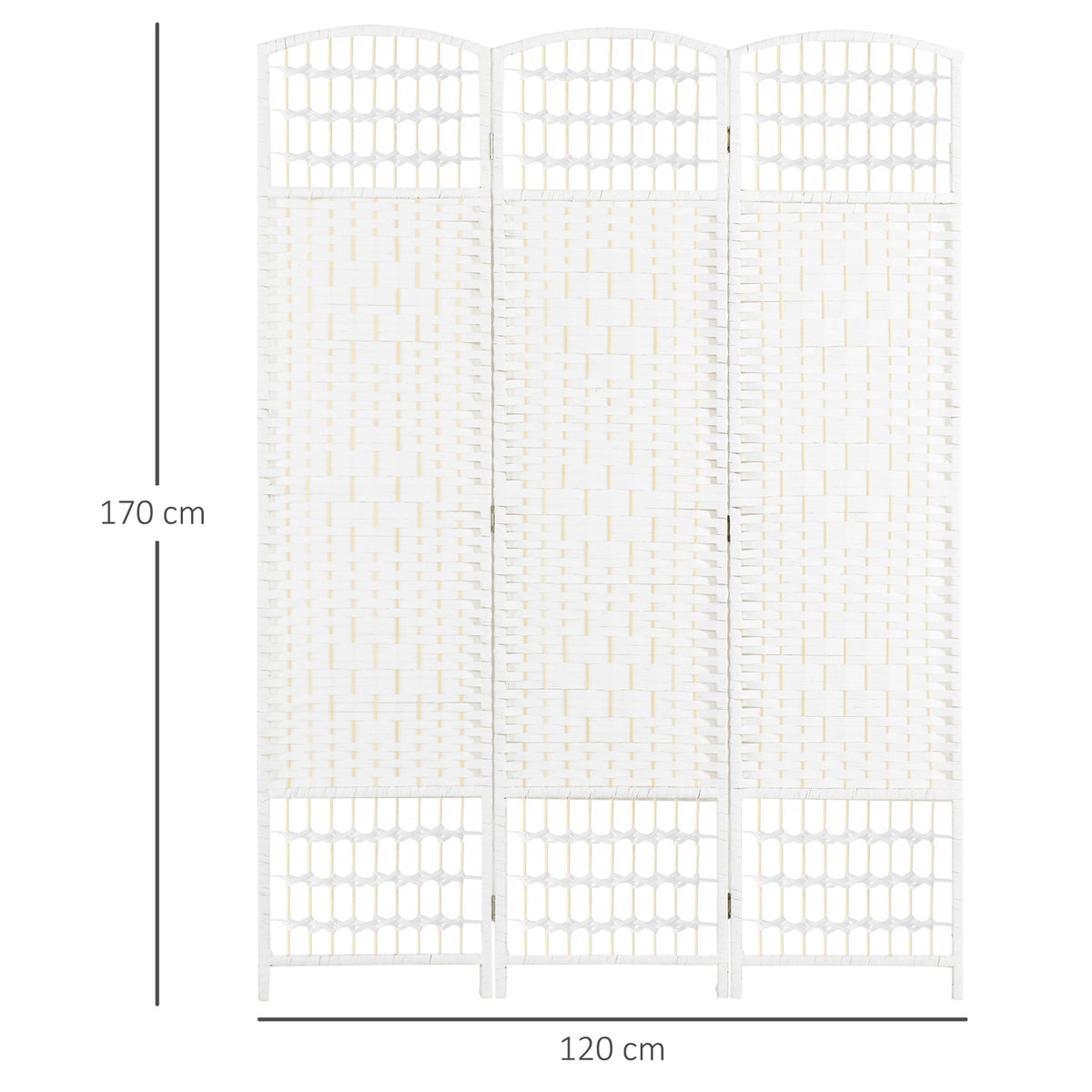 Paravent intérieur en bois séparateur de pièce cloison pliable 3 panneaux 120 x 170 cm blanc
