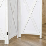 Paravent intérieur 4 Panneaux Style campagnard Chic - séparateur de pièce avec croisillons - Bois de Paulownia Blanc