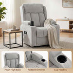 Fauteuil Releveur Électrique Massage et Chauffage, Fauteuil Relax Électrique en Chenille, Appui-tête Pliable, Gris Clair