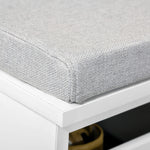 Banc de Rangement avec Coussin Gris - Meuble à Chaussures - Banc à Chaussures avec Grand tiroir Double Compartiment - MDF Blanc