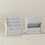 Bibliothèque pour enfants Multi-Rangement avec 3 niveaux d'étagères et un tiroir, 62,5L x 30l x 70H cm, gris