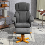 Fauteuil relax avec repose-pied, fauteuil de relaxation, dossier inclinable, assise rembourrée, 79x80x104cm, gris foncé