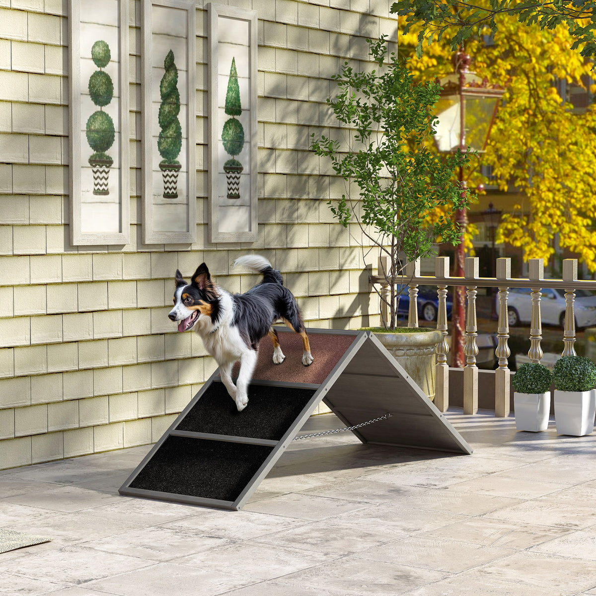 Dog agility ramp dog agility equipment A-frame non-slip surface 173 x 59 x 66 cm gray