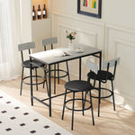 Conjunto de mesa de bar con taburetes, mesa de bar alta y 4 taburetes, estructura de acero, 110 x 55 x 90 cm, blanco