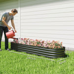 Jardinière carré potager de jardin en acier galvanisé modulable pour légumes plantes fleurs, 240 x 62 x 30 cm gris foncé-2