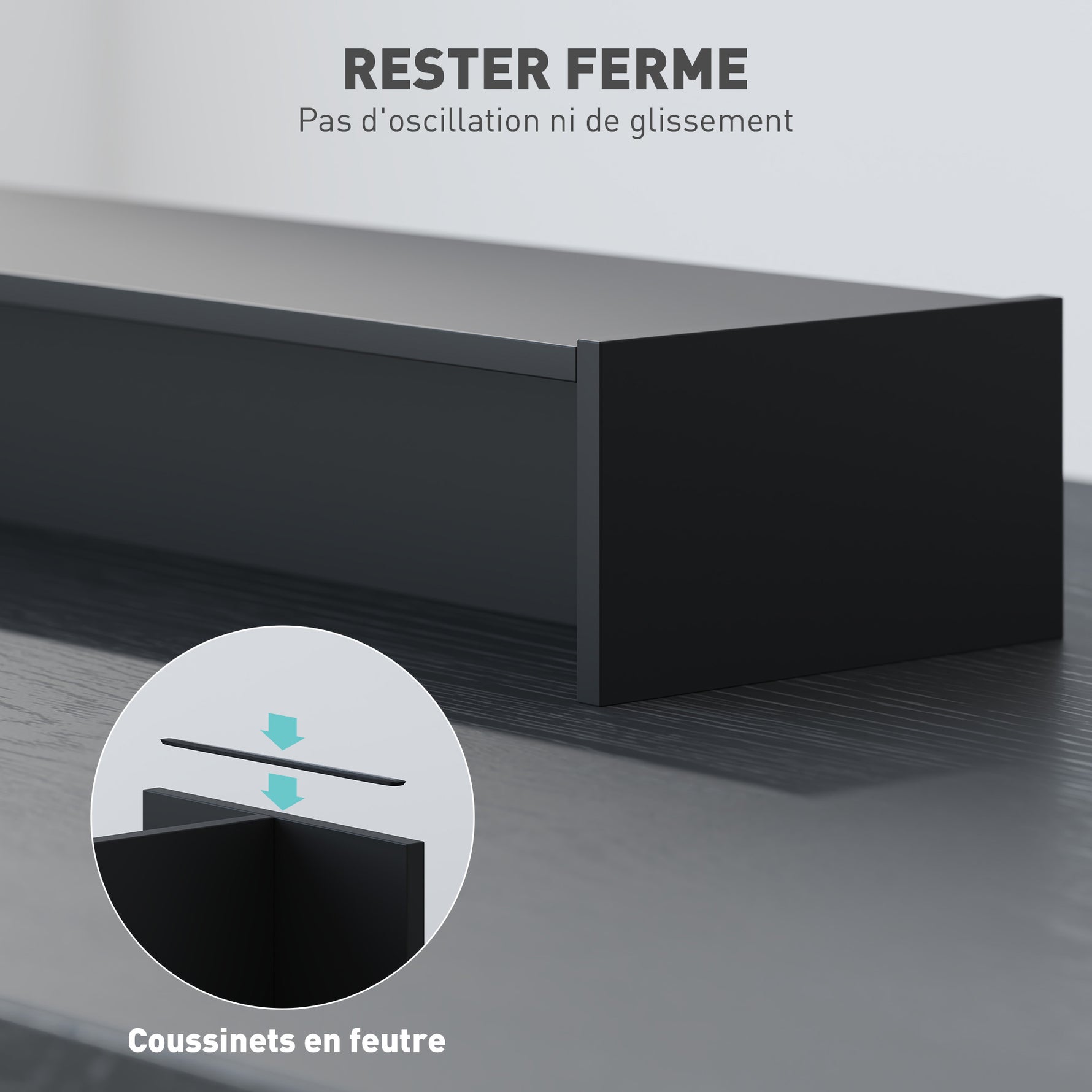 Rehausseur écran PC bureau support d'écran d'ordinateur de 100 cm support moniteur avec deux compartiments, noir