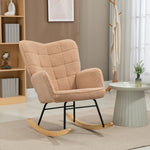 Fauteuil à bascule rocking chair revêtement effet laine bouclée, structure en acier 71 x 98 x 101 cm marron