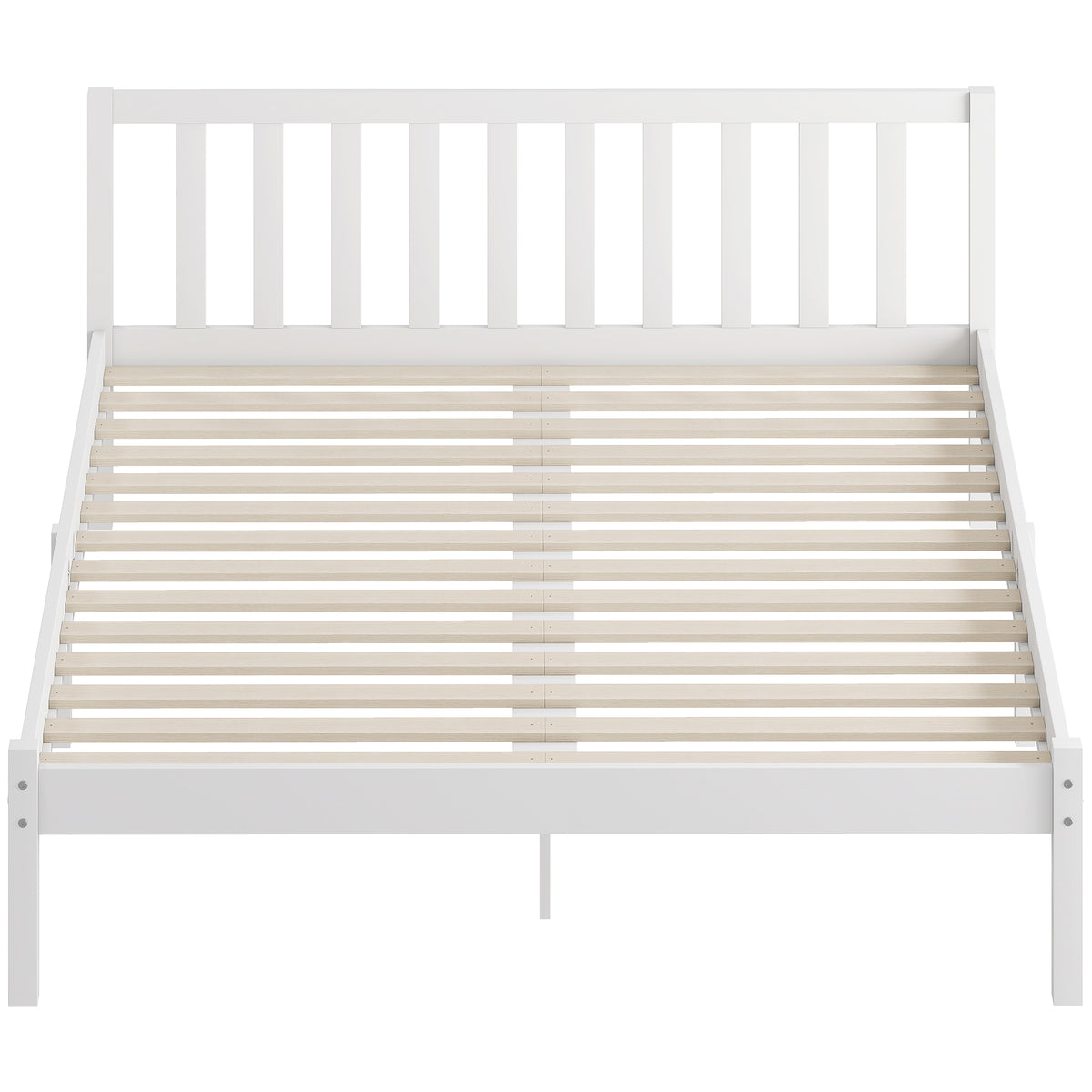Estructura de cama de madera maciza 140x190 cm cama individual con cabecero y somier de láminas resistente para niños y adultos