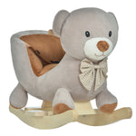 Cheval à Bascule Jouet à Bascule Ourson pour Enfants de 18-36 Mois Fauteuil intégré Ceinture de sécurité Fonction sonore grognement Gris Marron
