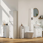 Meuble colonne salle de bain, meuble de rangement, 2 portes, tiroir, compartiment ouvert, étagère réglable, blanc