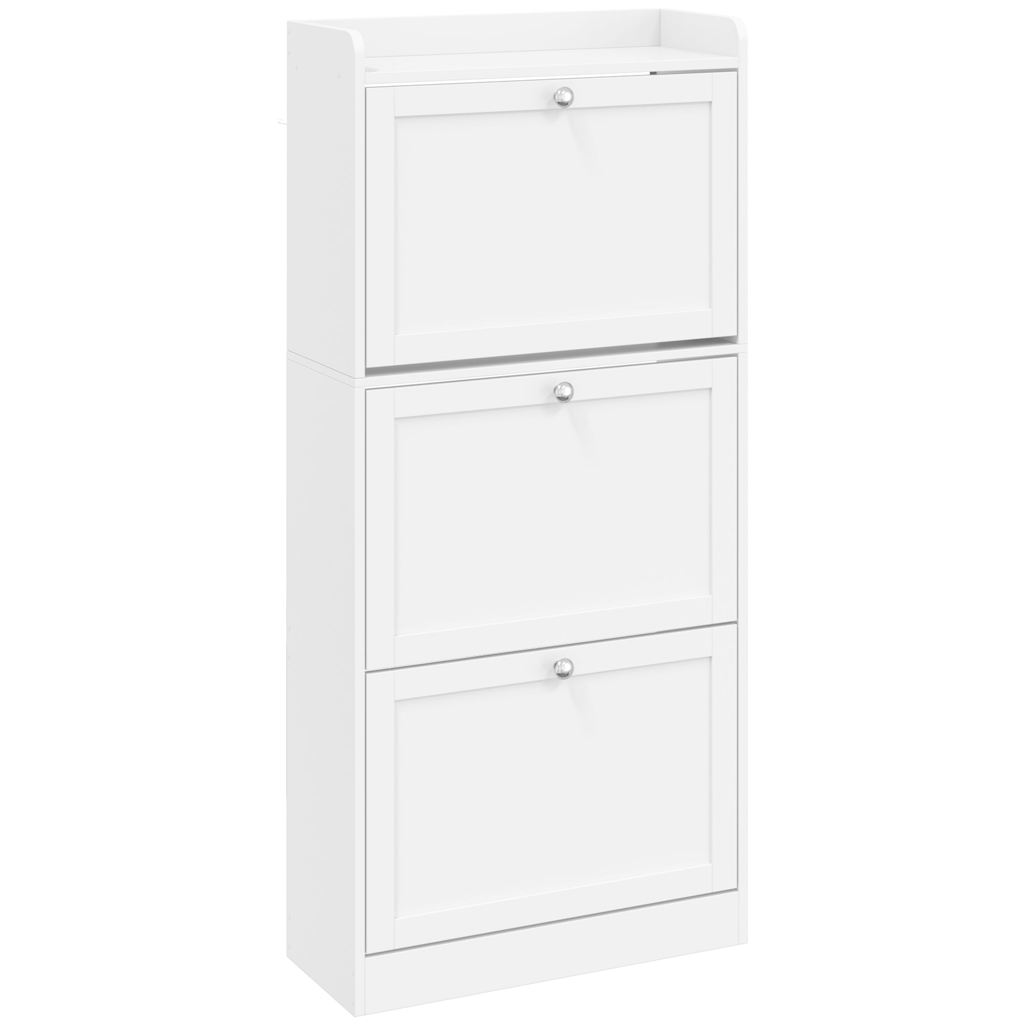 Meuble à Chaussures 15 Paires, Armoire à Chaussures avec 3 Tiroirs, Étagères Réglables et Plateau Supérieur, Blanc