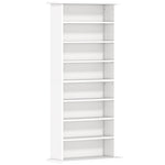 Rangements pour CD et DVD avec 8 compartiments et 6 étagères réglables, capacité max. 360 CD/185 DVD et Blu-ray, blanc