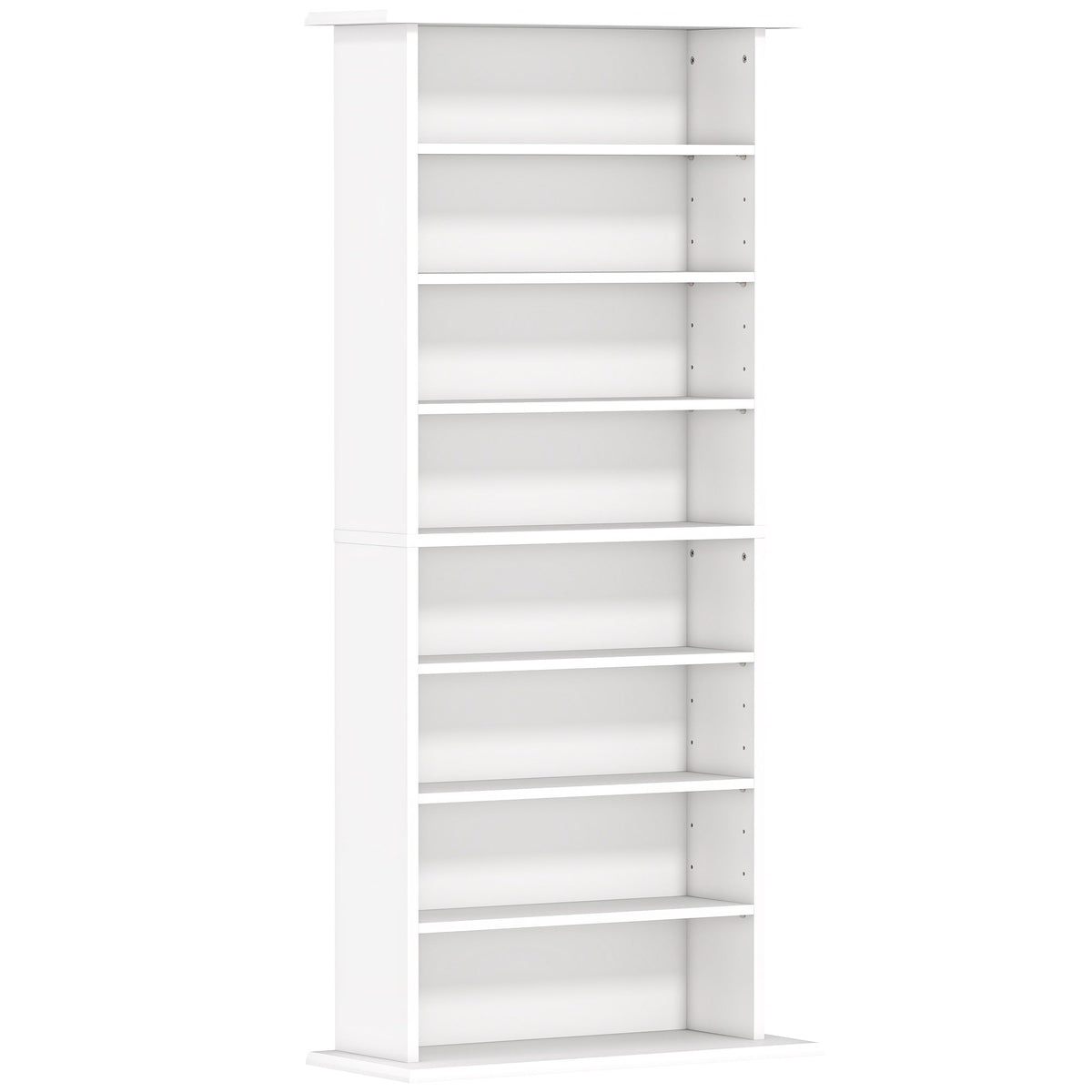Rangements pour CD et DVD avec 8 compartiments et 6 étagères réglables, capacité max. 360 CD/185 DVD et Blu-ray, blanc