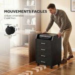 Caisson de bureau rangement sur roulettes 4 tiroirs coulissants en bois  40 x 36 x 65 cm noir