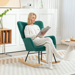 Fauteuil à bascule rocking chair revêtement en velous structure en acier 71 x 98 x 101 cm Vert