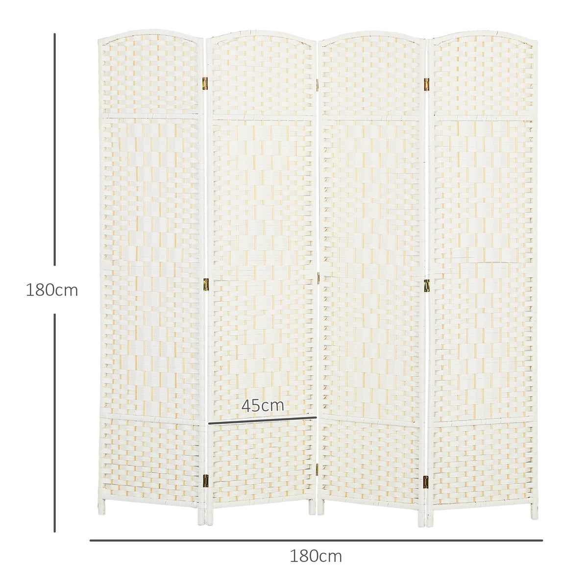 Paravent intérieur en bois 4 panneaux séparateur de pièce pliable pour salon chambre 180 x 180 cm blanc