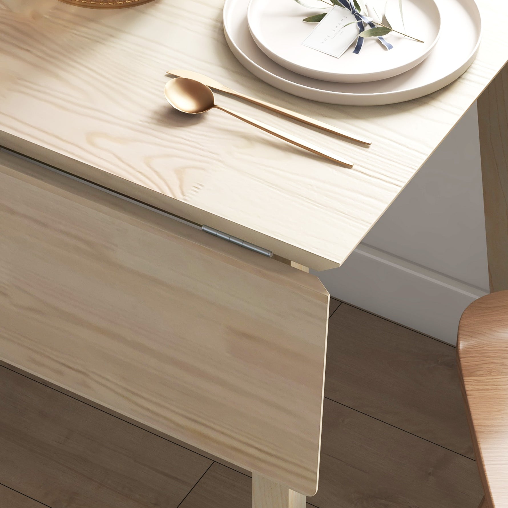 Table de cuisine pliable table à manger pliante avec plateau rabattable en bois pour 2 à 4 personnes bois naturel