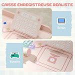 Supermarché pour enfant, marchande en bois, caisse enregistreuse, distributeur et accessoires, 90,7x60x73,8cm, vert