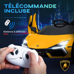 Voiture électrique 12V sous licence Lamborghini Revue véhicule électrique télécommande vitesse 3-5 km/h 3-5 ans jaune