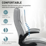 Fauteuil de bureau, chaise bureau ergonomique, hauteur réglable, accoudoirs relevables, 70 x 70 x 114-122 cm, gris