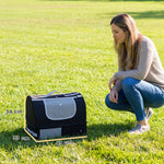 Foldable Cat Litter Box Portable Travel Litter Box 600D Oxford Waterproof Leak-Proof Zippered Cover 43x33x34cm Black