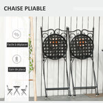 Ensemble Bistro 2 Places 3 pièces Style Fer forgé mosaïque céramique Motif Rose des Vents chaises Pliables